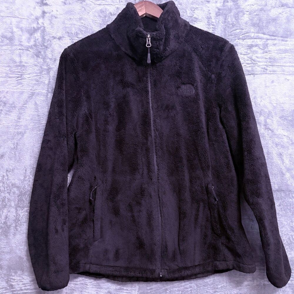 The North Face Osito Full Zip Fleece Jacket Black Women's Large Fuzzy Sherpa
